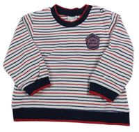 Bílo-tmavomodro-červená pruhovaná mikina s nášivkou tutto piccolo