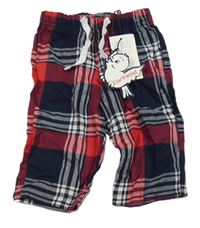 Nové - tmavomodro-červeno-bílé kostkované kalhoty