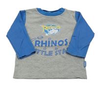Šedo-modré melírované triko s nápisy a nosorožcem LEEDS RHINOS