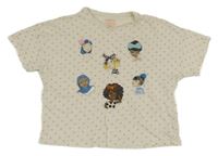 Smetanovo-růžové puntíkaté melírované crop tričko s účesy F&F