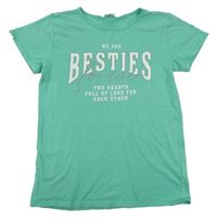 Zelené melírované tričko s nápisy Page one young