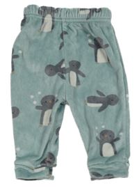 Šedomodré plyšové tepláky s tučňáčky George