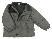 Tmavošedá melírovaná šusťáková zimní bunda H&M