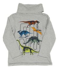 Světlešedý melírovaný rolák s dinosaury dopodopo