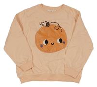 Meruňková oversize mikina s dýní s flitry H&M