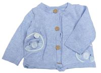 Světlemodrý melírovaný propínací svetr s medvědy Mothercare