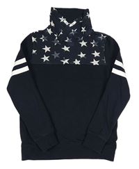 Tmavomodrá mikina s hvězdami a komínovým límcem H&M