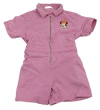 Růžový riflový kraťasový košilový overal s Minnie M&S