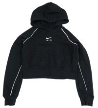 Černá crop mikina s logem a kapucí Nike Air