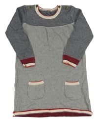 Tmavomodro-světlešedé vzorované svetrové šaty M&S