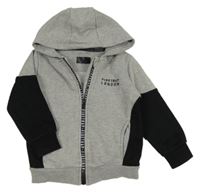 Šedo-černá propínací mikina s nápisem a kapucí Firetrap