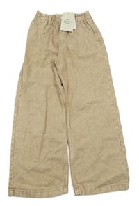 Nové - Béžové wide leg paper bag rifle H&M