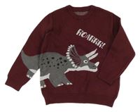 Vínový svetr s dinosaurem Nutmeg