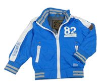 Modro-bílá šusťáková jarní bunda s číslem Cars Jeans