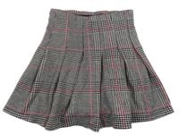 Černo-šedo-růžová kostkovaná skládaná sukně Matalan