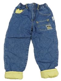 Modré zateplené rifle s kapsou s nášivkou C&A