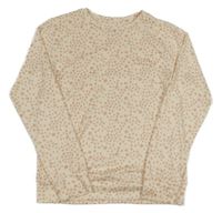 Meruňková puntíkatá úpletová pyžamová mikina s nápisem Jeff&Co