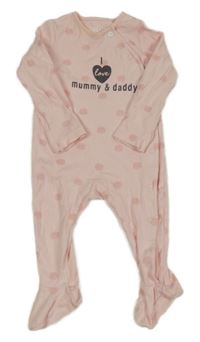 Růžový puntíkatý overal se srdcem F&F