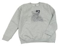 Světlešedá melírovaná mikina s ledním medvědem Fruit of the Loom