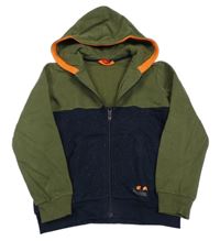 Khaki-tmavomodrá propínací mikina s kapucí S. Oliver