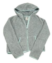 Šedá melírovaná chlupatá propínací mikina s kapucí H&M