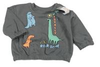 Nové - Tmavošedá mikina s dinosaury Primark