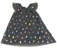 Antracitové tylové šaty s jednorožci Ergee