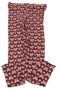 Vínové žebrované legíny s mašlemi a srdíčky George