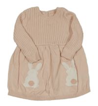 Světlerůžové svetrové šaty s králíky Mothercare