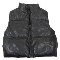 Černá koženková zateplená crop vesta Zara