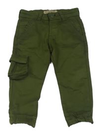 Khaki cuff kalhoty 