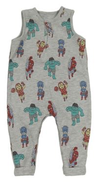 Šedé žebrované laclové tepláky s Marvel George