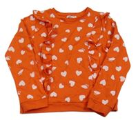 Červená mikina se srdíčky a volánky 