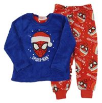 Modro-červené chlupaté pyžamo se Spidermanem Marvel