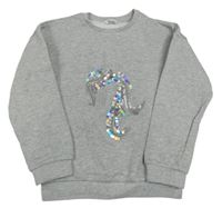 Šedá melírovaná mikina s koněm z flitrů M&Co.