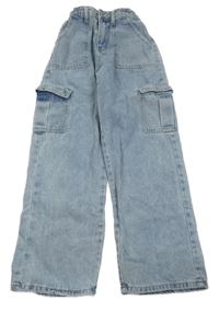 Světlemodré široké rifle s kapsami 