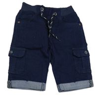 Nové - Tmavomodré riflové kraťasy s kapsami 