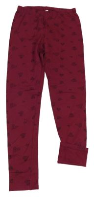 Vínové legíny se srdíčky Yigga