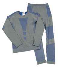 2 set - šedo-modré funkční triko + funkční kalhoty Crivit