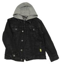 Černá riflová bunda s teplákovou kapucí Alive