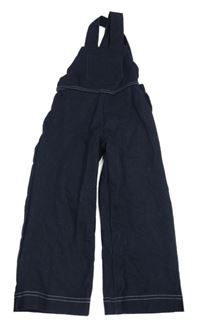 Tmavomodré laclové tepláky riflového vzhledu s kapsou 