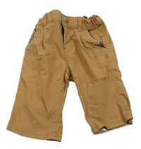 Hnědé plátěné crop kalhoty obaibi