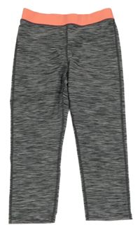 Šedé melírované sportovní crop legíny s neonovým pasem H&M
