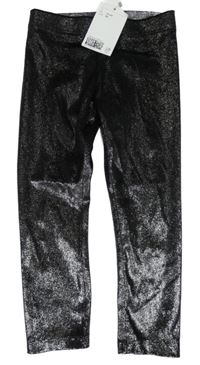 Nové - antracitové třpytivé sametové legíny H&M