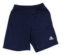 Tmavomodré sportovní funkční kraťasy s logem Adidas