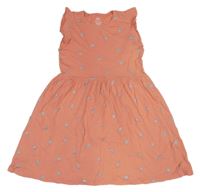 Oranžové šaty se stříbrnými srdíčky H&M
