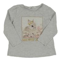 Šedé melírované triko s králíkem H&M