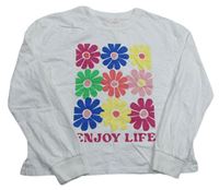 Smetanové triko s květy a nápisem F&F