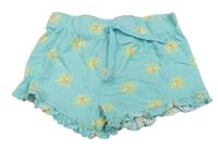 Tyrkysové bavlněné kraťasy se sluníčky Primark