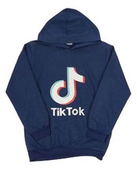 Tmavomodrá mikina s kapucí - TikTok